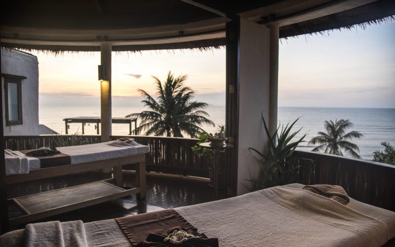 Spa salon with beach view